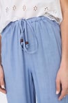 Only Onlsolvi Regular Fit Normal Bel Geniş Paça Keten Karışımlı Bayan Pantolon 15338692 MAVİ