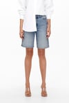 Only Onlsonny % 100 Pamuk Regular Fit Yüksek Bel Kadın Short 15256709 MAVİ