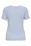Only Onltine Çizgili Fitted Bisiklet Yaka Kadın T Shirt 15315406 EKRU-MAVİ