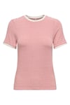 Only Onltine Çizgili Fitted Bisiklet Yaka Bayan T Shirt 15315406 KIRMIZI-BEYAZ