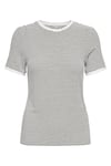 Only Onltine Çizgili Fitted Bisiklet Yaka Kadın T Shirt 15315406 EKRU-SİYAH