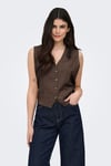 Only Onltizana % 100 Pamuk Regular Fit V Yaka Kadın Yelek 15337097 KOYU KAHVE