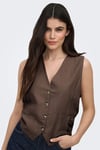 Only Onltizana % 100 Pamuk Regular Fit V Yaka Kadın Yelek 15337097 KOYU KAHVE
