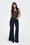 Only Onltizana % 100 Pamuk Regular Fit V Yaka Kadın Yelek 15337097 KOYU KAHVE
