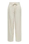 Only Onltizana % 100 Pamuk Regular Fit Yüksek Bel Geniş Paça Kadın Pantolon 15319090 AÇIK BEJ