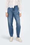 Only Onltroy Pamuklu Yüksek Bel Rahat Kesim Jeans Bayan Kot Pantolon 15245296 MAVİ