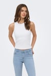 Only Onlval Pamuklu Slim Fit Sıfır Yaka Fitilli Kadın Atlet 15381855 BEYAZ