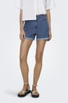 Only Onlvega % 100 Pamuk Regular Fit Yüksek Bel Mini Kot Kadın Short 15230571 MAVİ