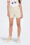 Only Onlvega % 100 Pamuk Regular Fit Yüksek Bel Mini Kot Kadın Short 15230571 EKRU
