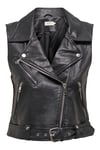 Only Onlvera Fermuarlı Biker Suni Deri Bayan Yelek 15239240 SİYAH