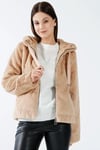 Only Onlvida Regular Fit Yumuşak Dokulu Kapüşonlu Kısa Bayan Mont 15260047 BEJ