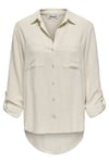 Only Onlyasmin Keten Karışımlı Regular Fit Klasik Yaka Kadın Gömlek 15349102 TAŞ