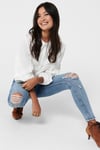 Only Pamuklu Normal Bel Skinny Fit Onlblush Jeans Bayan Kot Pantolon 15223417 AÇIK MAVİ