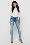Only Pamuklu Normal Bel Skinny Fit Onlblush Jeans Bayan Kot Pantolon 15223417 AÇIK MAVİ