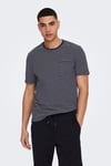 Only & Sons Onsbale Çizgili % 100 Pamuk Regular Fit Bisiklet Yaka Erkek T Shirt 22025680 KOYU LACIVERT