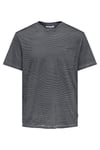 Only & Sons Onsbale Çizgili % 100 Pamuk Regular Fit Bisiklet Yaka Erkek T Shirt 22025680 KOYU LACIVERT