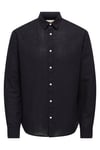 Only & Sons Onscaiden Keten ve Pamuk Karışımlı Slim Fit Erkek Gömlek 22012321 SİYAH