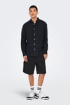 Only & Sons Onscaiden Keten ve Pamuk Karışımlı Slim Fit Erkek Gömlek 22012321 SİYAH