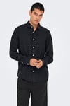 Only & Sons Onscaiden Keten ve Pamuk Karışımlı Slim Fit Erkek Gömlek 22012321 SİYAH