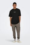 Only & Sons Onscurated % 100 Pamuk Baskılı Bisiklet Yaka Erkek T Shirt 22030925 SİYAH