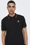 Only & Sons Onsfletcher Pamuklu Regular Fit Düğmeli Erkek Polo Yaka T Shirt 22024827 SİYAH