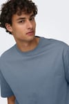Only & Sons Onsfred % 100 Pamuk Relaxed Fit Bisiklet Yaka Erkek T Shirt 22022532 GRİ