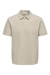 Only & Sons Onskian Pamuklu Regular Fit Düğmeli Erkek Polo Yaka T Shirt 22028694 BEJ