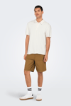 Only & Sons Onskian Pamuklu Regular Fit Düğmeli Erkek Polo Yaka T Shirt 22028694 EKRU