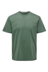 Only & Sons Onsmax % 100 Pamuk Regular Fit Bisiklet Yaka Erkek T Shirt 22025208 YEŞİL