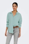 Onlzazima Modal Oversize Fit Uzun Kollu Kadın Gömlek 15272523 AÇIK YEŞİL