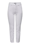 OnOnlemily Streç Pamuklu Regular Fit Yüksek Bel Düz Paça Jeans Kadın Kot Pantolon 15292435 BEYAZ