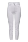 OnOnlemily Streç Pamuklu Regular Fit Yüksek Bel Düz Paça Jeans Kadın Kot Pantolon 15292435 BEYAZ