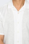 Onscaiden Keten ve Pamuk Karışımlı Slim Fit Kısa Kollu Erkek Gömlek 22025116 BEYAZ