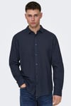 Onscaiden Keten ve Pamuk Karışımlı Slim Fit Erkek Gömlek 22012321 LACİVERT