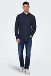 Onscaiden Keten ve Pamuk Karışımlı Slim Fit Erkek Gömlek 22012321 LACİVERT