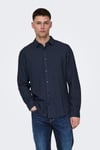 Onscaiden Keten ve Pamuk Karışımlı Slim Fit Erkek Gömlek 22012321 LACİVERT