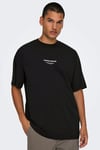 Onscurated % 100 Pamuk Baskılı Bisiklet Yaka Erkek T Shirt 22030925 SİYAH