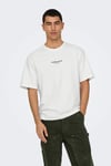 Onscurated % 100 Pamuk Baskılı Bisiklet Yaka Erkek T Shirt 22030925 KREM