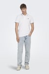 Onsfletcher Pamuklu Regular Fit Düğmeli Erkek Polo Yaka T Shirt 22024827 BEYAZ
