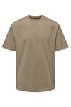 Onsfred % 100 Pamuk Relaxed Fit Bisiklet Yaka Erkek T Shirt 22022532 VİZON