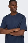 Onsfred % 100 Pamuk Relaxed Fit Bisiklet Yaka Erkek T Shirt 22022532 LACİVERT