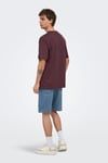 Onsfred % 100 Pamuk Relaxed Fit Bisiklet Yaka Erkek T Shirt 22022532 BORDO