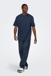 Onsfred % 100 Pamuk Relaxed Fit Bisiklet Yaka Erkek T Shirt 22022532 LACİVERT