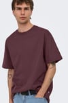 Onsfred % 100 Pamuk Relaxed Fit Bisiklet Yaka Erkek T Shirt 22022532 BORDO