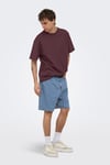 Onsfred % 100 Pamuk Relaxed Fit Bisiklet Yaka Erkek T Shirt 22022532 BORDO