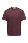 Onsfred % 100 Pamuk Relaxed Fit Bisiklet Yaka Erkek T Shirt 22022532 BORDO