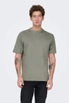 Onsfred % 100 Pamuk Relaxed Fit Bisiklet Yaka Erkek T Shirt 22022532 AÇIK HAKİ