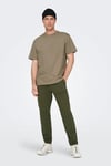 Onsfred % 100 Pamuk Relaxed Fit Bisiklet Yaka Erkek T Shirt 22022532 VİZON