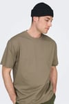 Onsfred % 100 Pamuk Relaxed Fit Bisiklet Yaka Erkek T Shirt 22022532 VİZON