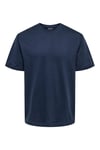 Onsfred % 100 Pamuk Relaxed Fit Bisiklet Yaka Erkek T Shirt 22022532 LACİVERT